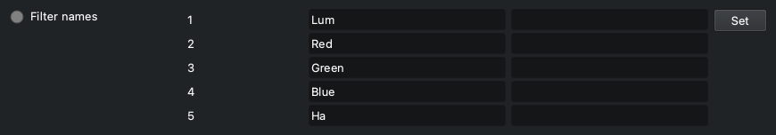 Filter names